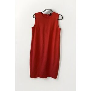 Eileen Fisher Dress XS Coral  100% Boiled Wool Shift Knee Length Classic